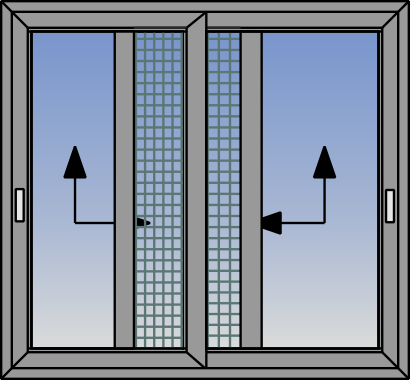 Cercevea dubla cu ridicare si glisare, cu plasa impotriva insectelor