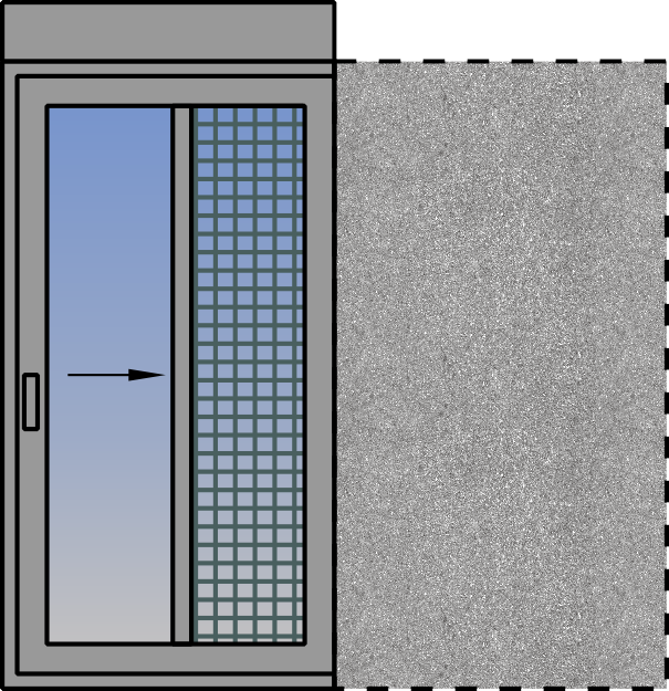 Cercevea pocket glisanta orizontala simpla cu plasa impotriva insectelor si rulou
