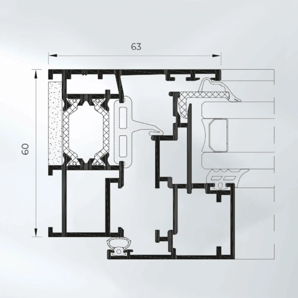 Sistem batant din aluminiu cu foaie ascunsa cu BT, Cortizo, Cor 60 CE